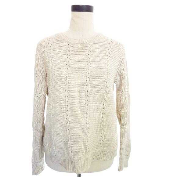 Madewell Cream Off White Crochet Knit Sweater Top Medium M Cotton Blend - Picture 1 of 7
